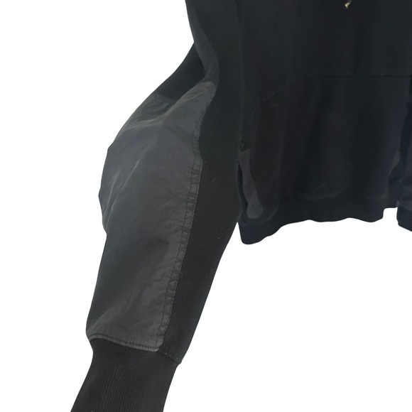 Champion Hoodie Men's L - Rare - Nylon Panel Double Hood Logo Black - Picture 3 of 6